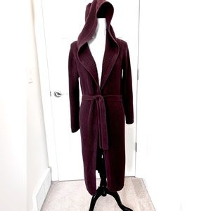 J. Crew Heavyweight Ribbed Cotton Hooded Long Belted Cardigan Brown/Maro…